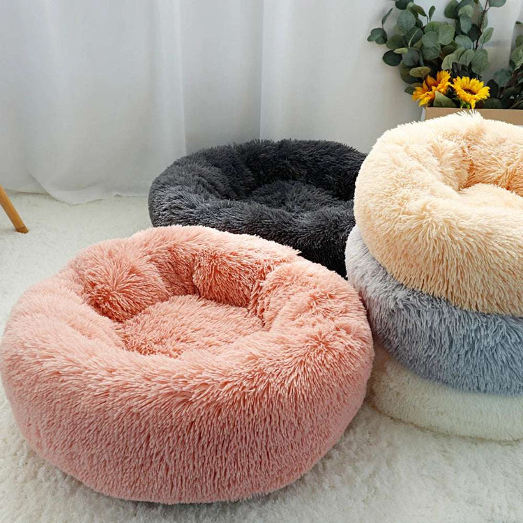 Lit pour chat rond doux Tapis de coussin pour chien d&