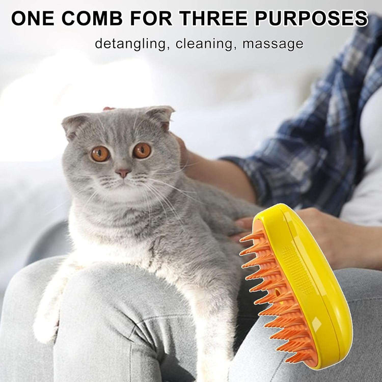 Brosse de toilettage rechargeable à vapeur pour chat Vaporeuse pour enlever les poils lâches 3 en 1 Spray autonettoyant électrique