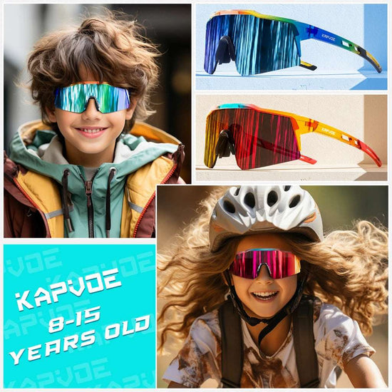 Lunettes de soleil de sport Lunettes de cyclisme Enfants UV400 Garçons Patinage à vélo pour filles Protection de vélo en plein airon