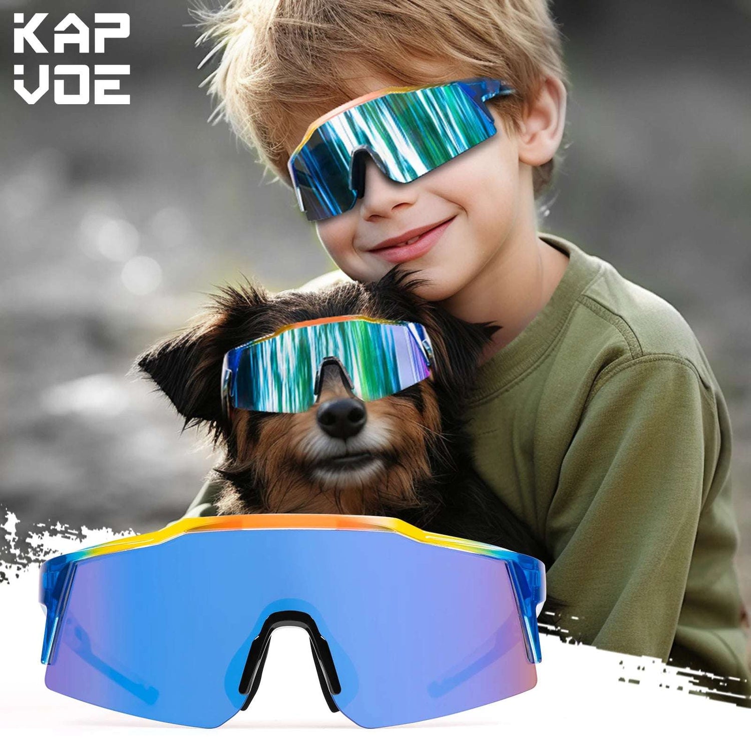 Lunettes de soleil de sport Lunettes de cyclisme Enfants UV400 Garçons Patinage à vélo pour filles Protection de vélo en plein airon