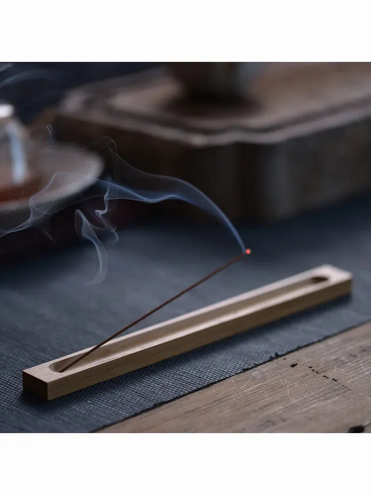 23cm Wood Sandalwood Coil Base Incense Burner with smoke, ideal for home decoration and aromatic uses.