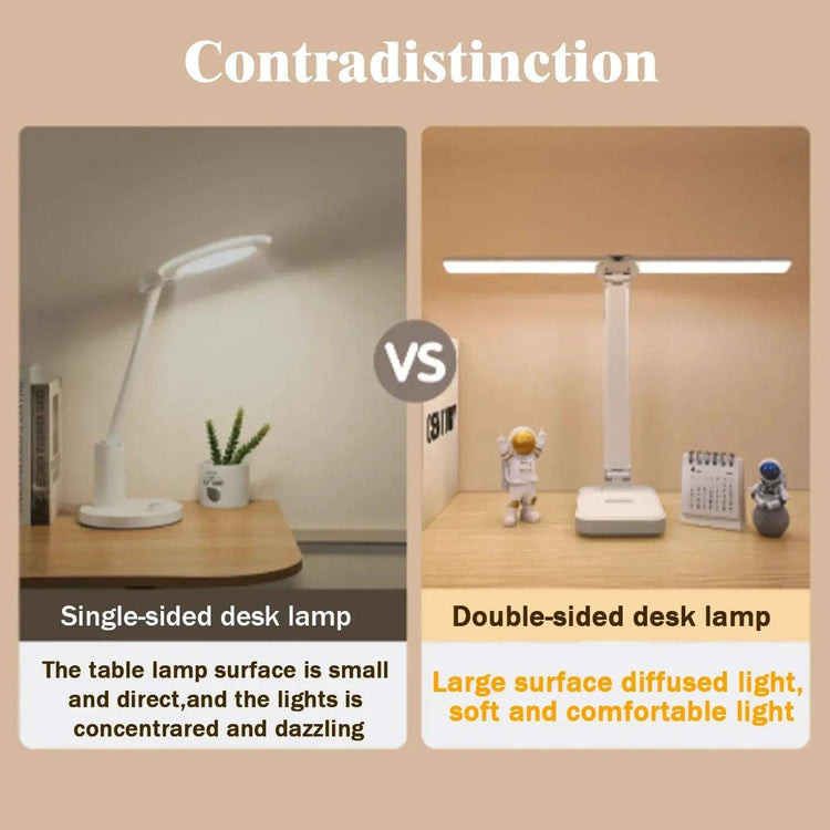 Protection des yeux tactile Lampe de bureau à double tête Apprentissage Pliable Rechargeable