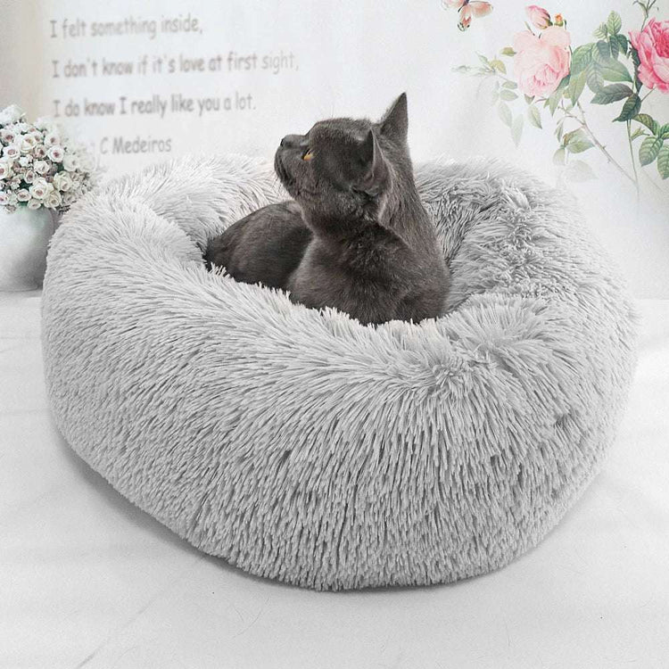 Lit pour chat rond doux Tapis de coussin pour chien d&