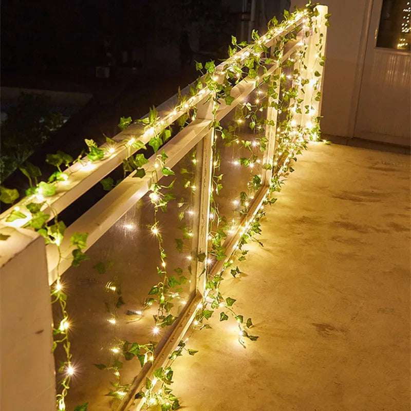 Guirlande lumineuse de feuilles vertes de fleurs Guirlandes de vigne artificielles