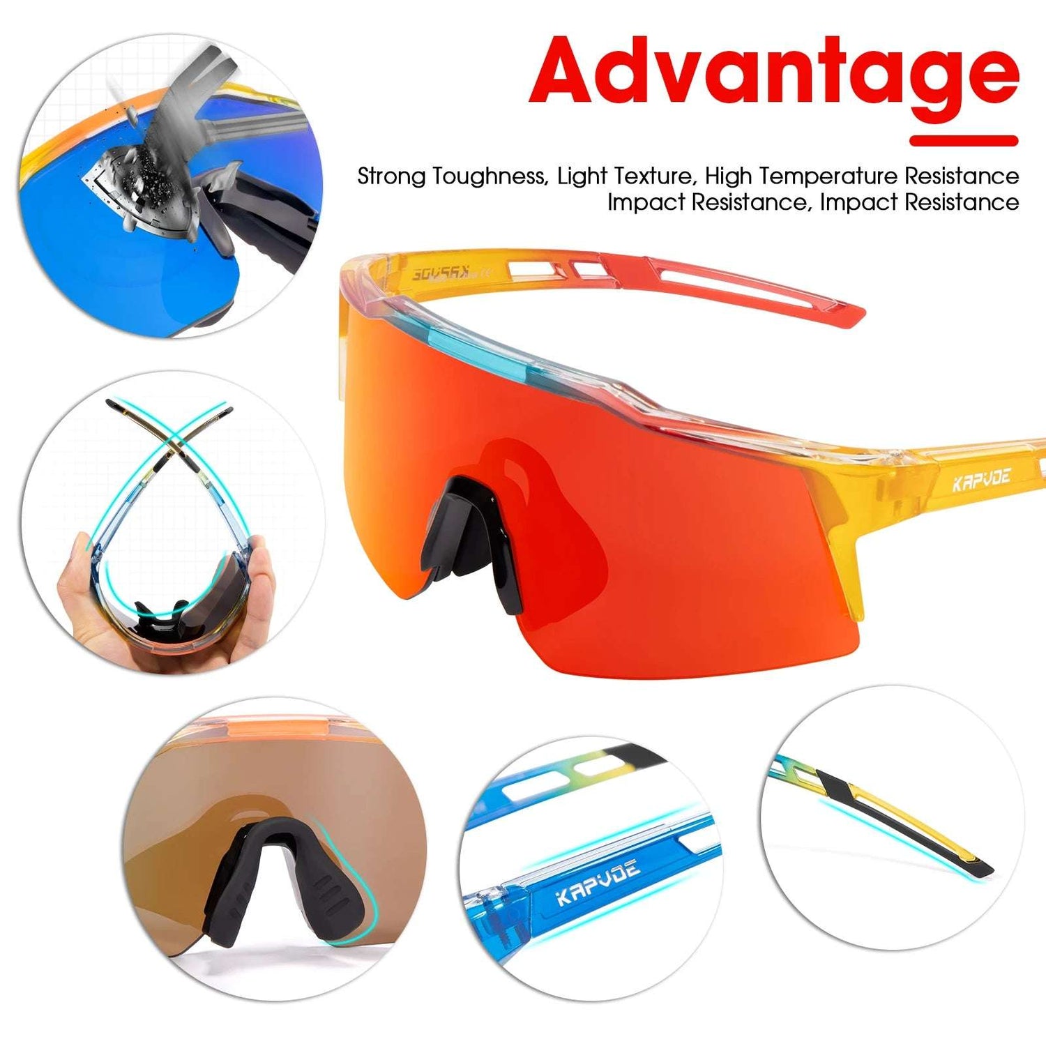 Lunettes de soleil de sport Lunettes de cyclisme Enfants UV400 Garçons Patinage à vélo pour filles Protection de vélo en plein airon