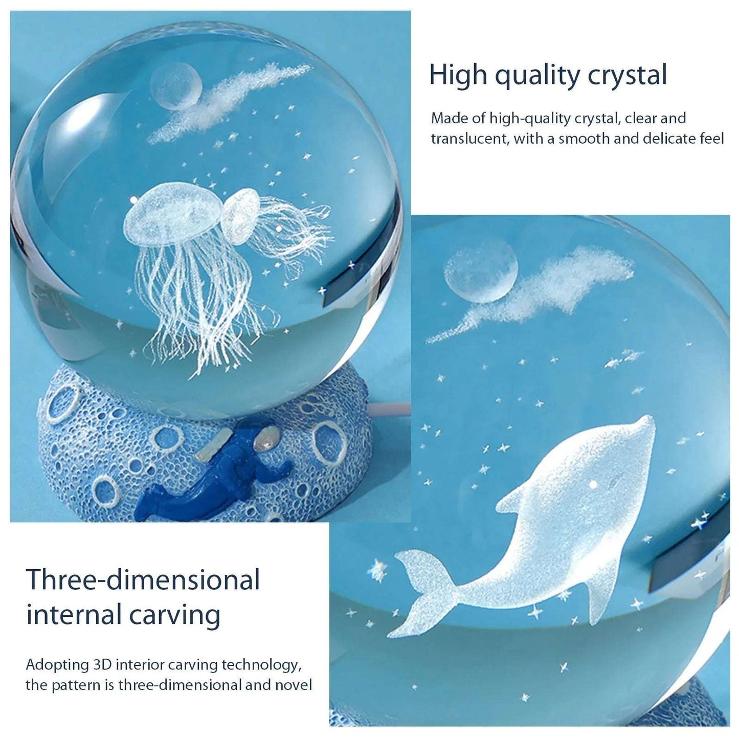 Boule de cristal Veilleuses brillantes Mer Jellyfish Astronaute Lampe de table USB