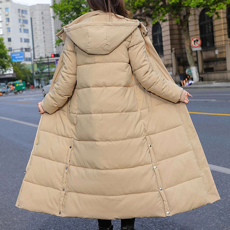 Veste épaisse et chaude Manteau élégant en coton pour femmes avec capuche Manches longues Outwear
