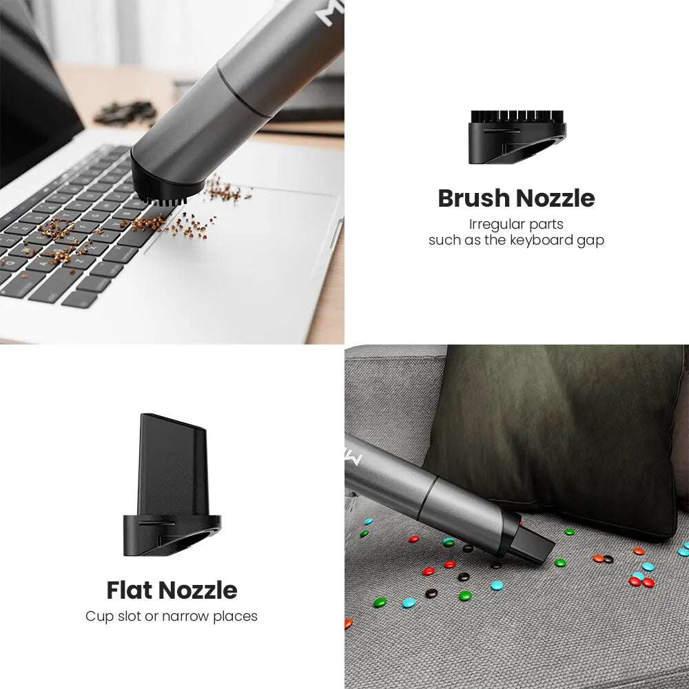 MIUI Mini aspirateur portable Aspirateur à main sans fil avec 3 têtes d'aspiration Facile à nettoyer pour clavier de bureau Voiture USB