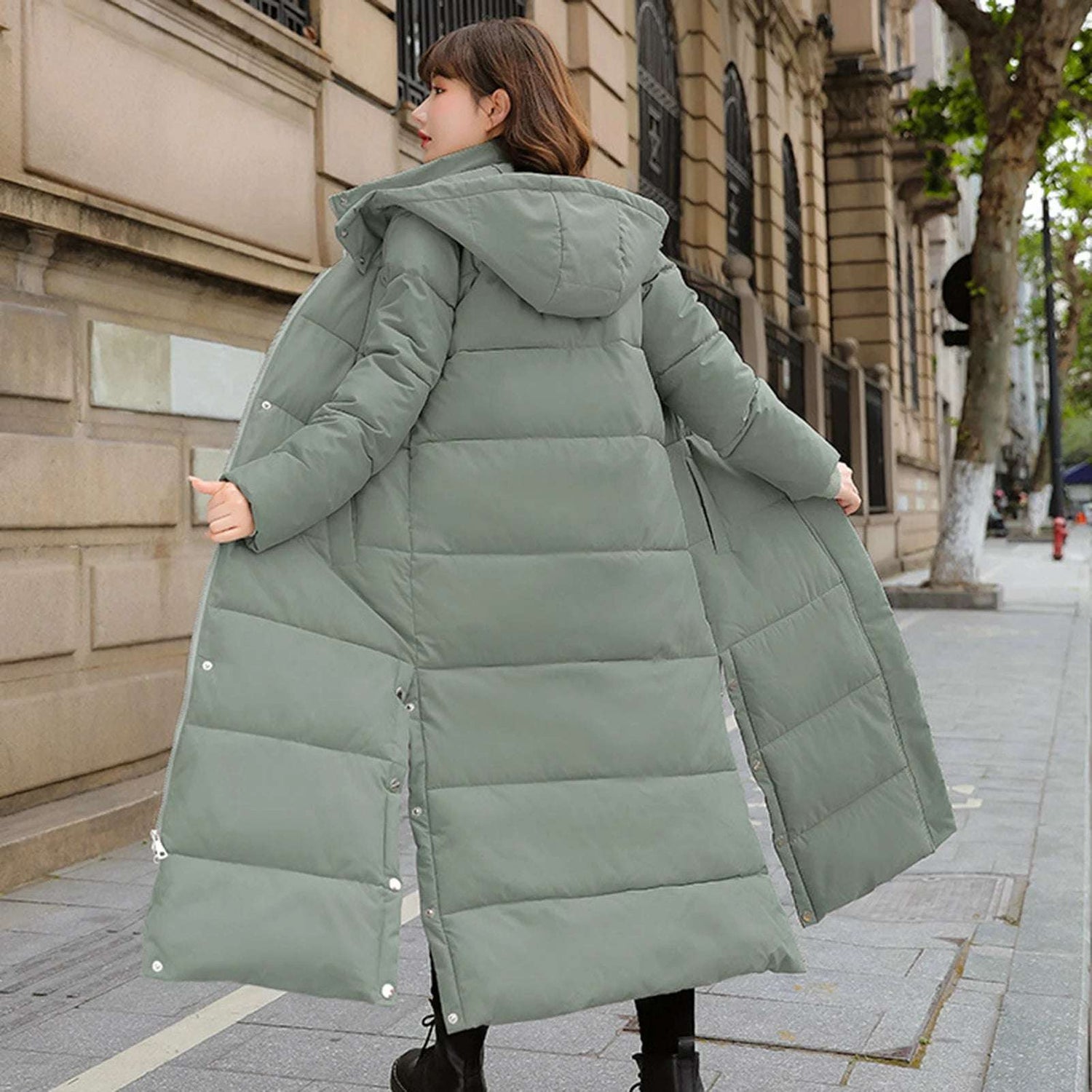 Veste épaisse et chaude Manteau élégant en coton pour femmes avec capuche Manches longues Outwear