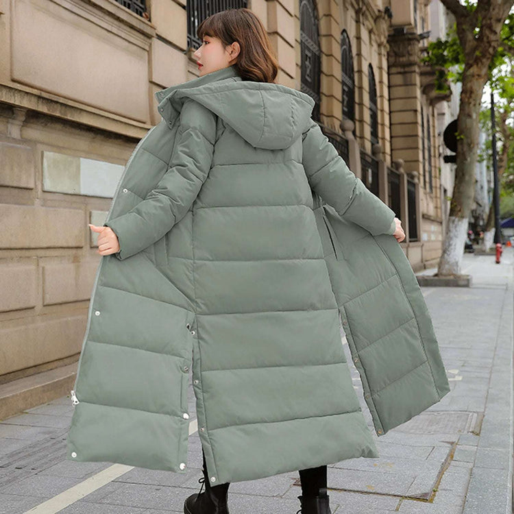 Veste épaisse et chaude Manteau élégant en coton pour femmes avec capuche Manches longues Outwear
