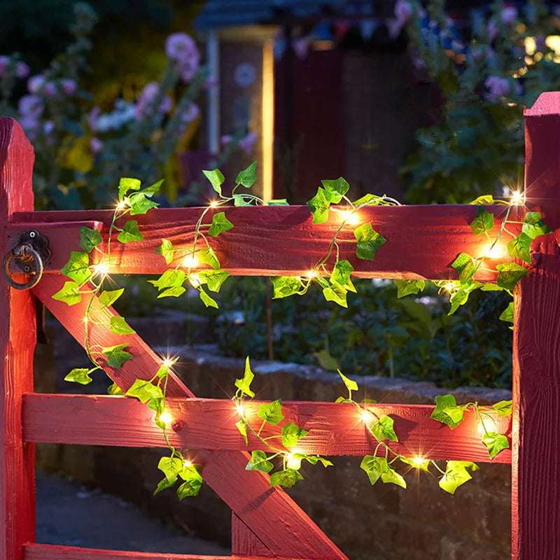 Guirlande lumineuse de feuilles vertes de fleurs Guirlandes de vigne artificielles