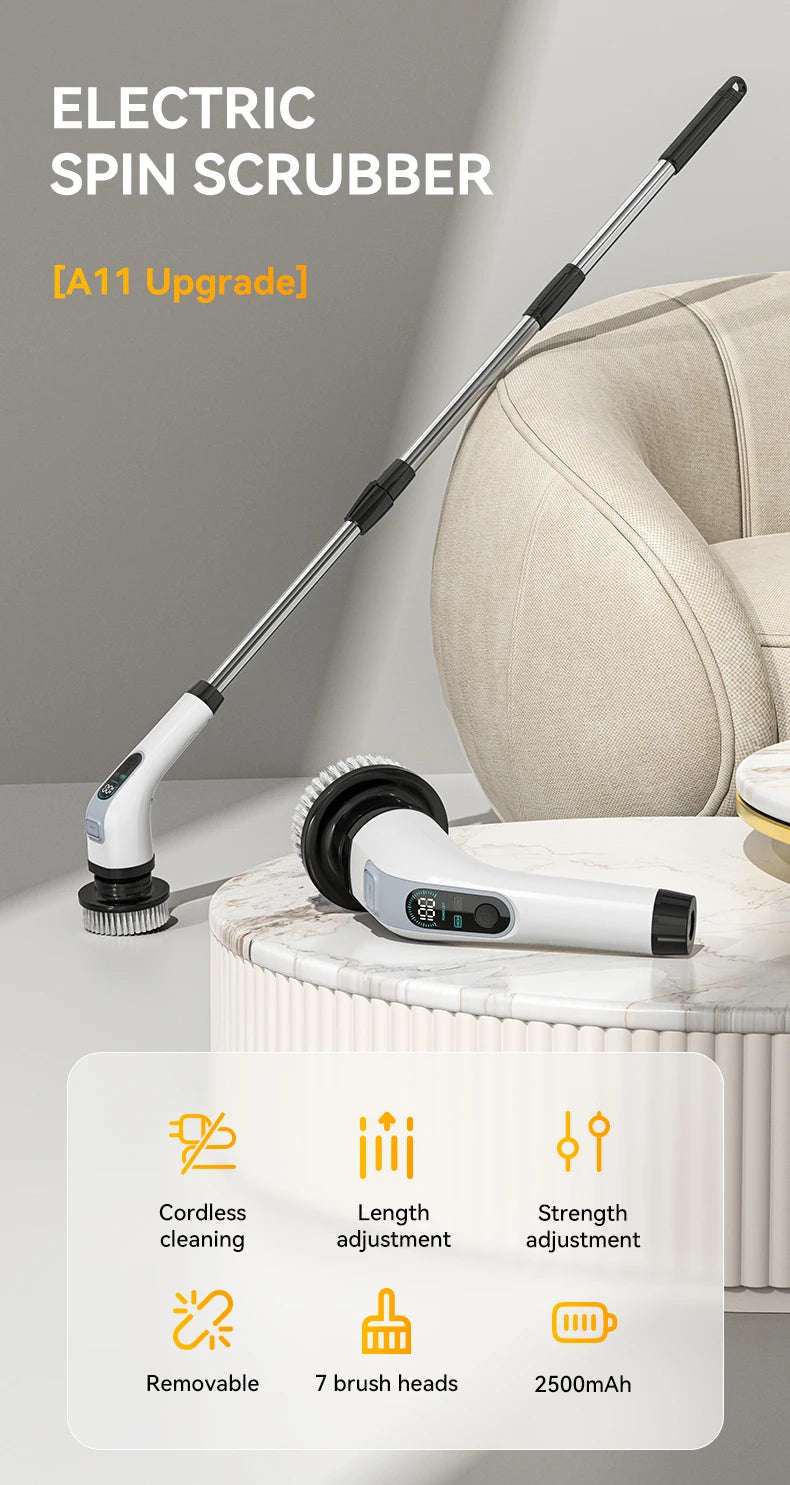 Electric Cleaning Brush Cordless Handheld Shower Scrubber Spin Cleaner Multifunctional Cleaner with 7PCS Heads Bathroom Kitchen