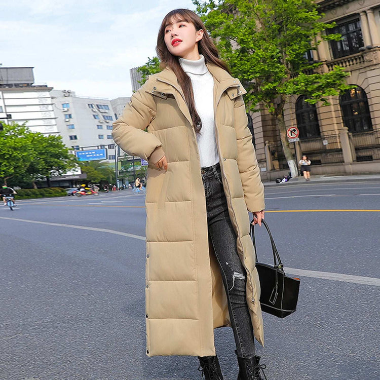 Veste épaisse et chaude Manteau élégant en coton pour femmes avec capuche Manches longues Outwear
