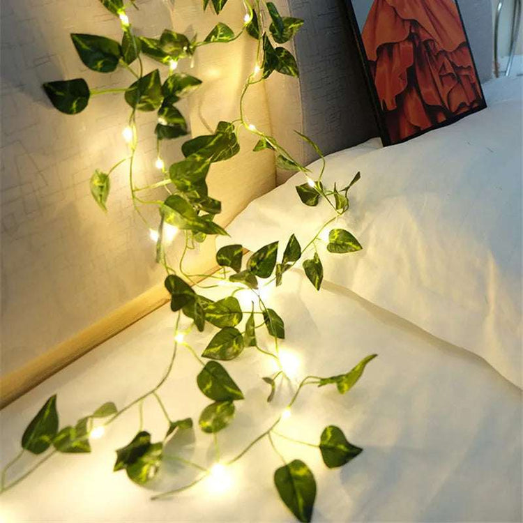 Guirlande lumineuse de feuilles vertes de fleurs Guirlandes de vigne artificielles