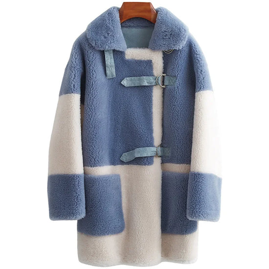 Women’s Faux Shearling Lapel Coat – Warm and Elegant for Winter