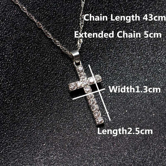 Collier pendentif croix en alliage Hip Hop Strass glacé Or Argent plaqué Ton Crucifix Charme