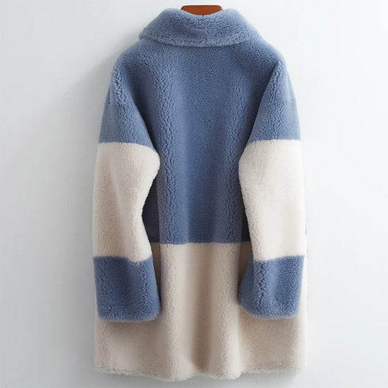 Women’s Faux Shearling Lapel Coat – Warm and Elegant for Winter