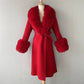 Luxury Women’s Cashmere and Wool Coat with Genuine Fur Collar