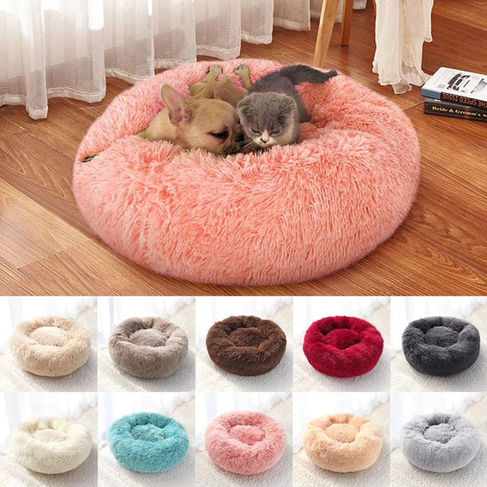 Lit pour chat rond doux Tapis de coussin pour chien d&