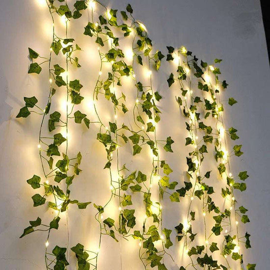 Guirlande lumineuse de feuilles vertes de fleurs Guirlandes de vigne artificielles
