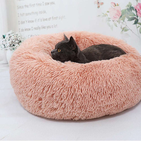 Lit pour chat rond doux Tapis de coussin pour chien d&
