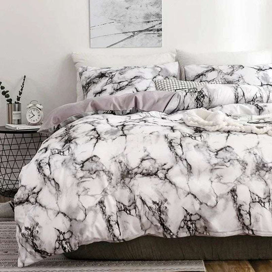 Ensemble de literie Queen imprimé en marbre Ensemble de housse de couette brossée King Size