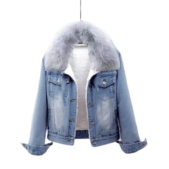 Warm Denim Jacket with Hood for Women – Winter Lined – Casual Chic Style