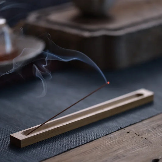 23cm wooden sandalwood incense burner with smoke, ideal for home decoration and relaxation.