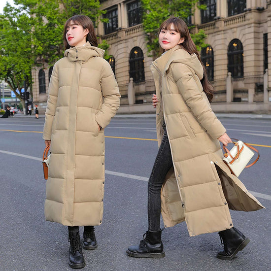 Veste épaisse et chaude Manteau élégant en coton pour femmes avec capuche Manches longues Outwear