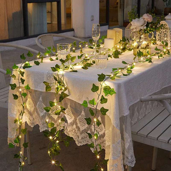 Guirlande lumineuse de feuilles vertes de fleurs Guirlandes de vigne artificielles