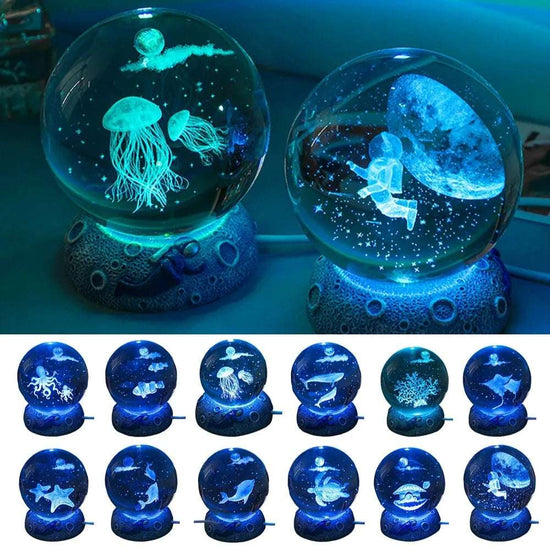Boule de cristal Veilleuses brillantes Mer Jellyfish Astronaute Lampe de table USB