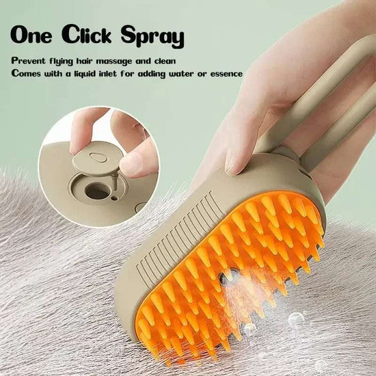 Brosse de toilettage rechargeable à vapeur pour chat Vaporeuse pour enlever les poils lâches 3 en 1 Spray autonettoyant électrique