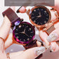Womens Fashion Starry Sky Watches Magnet Buckle Mesh Belt Diamond Quartz Watch Women Dress Clock