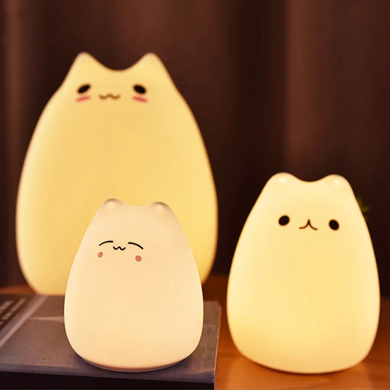 Mini Cat Night Light – Soft, Safe LED Lamp for Kids with USB Rechargeable Battery